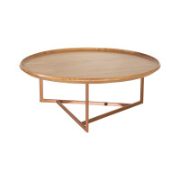 Manhattan Comfort 254351 Knickerbocker 31.88 Modern Round Coffee Table with Steel Base in Cinnamon